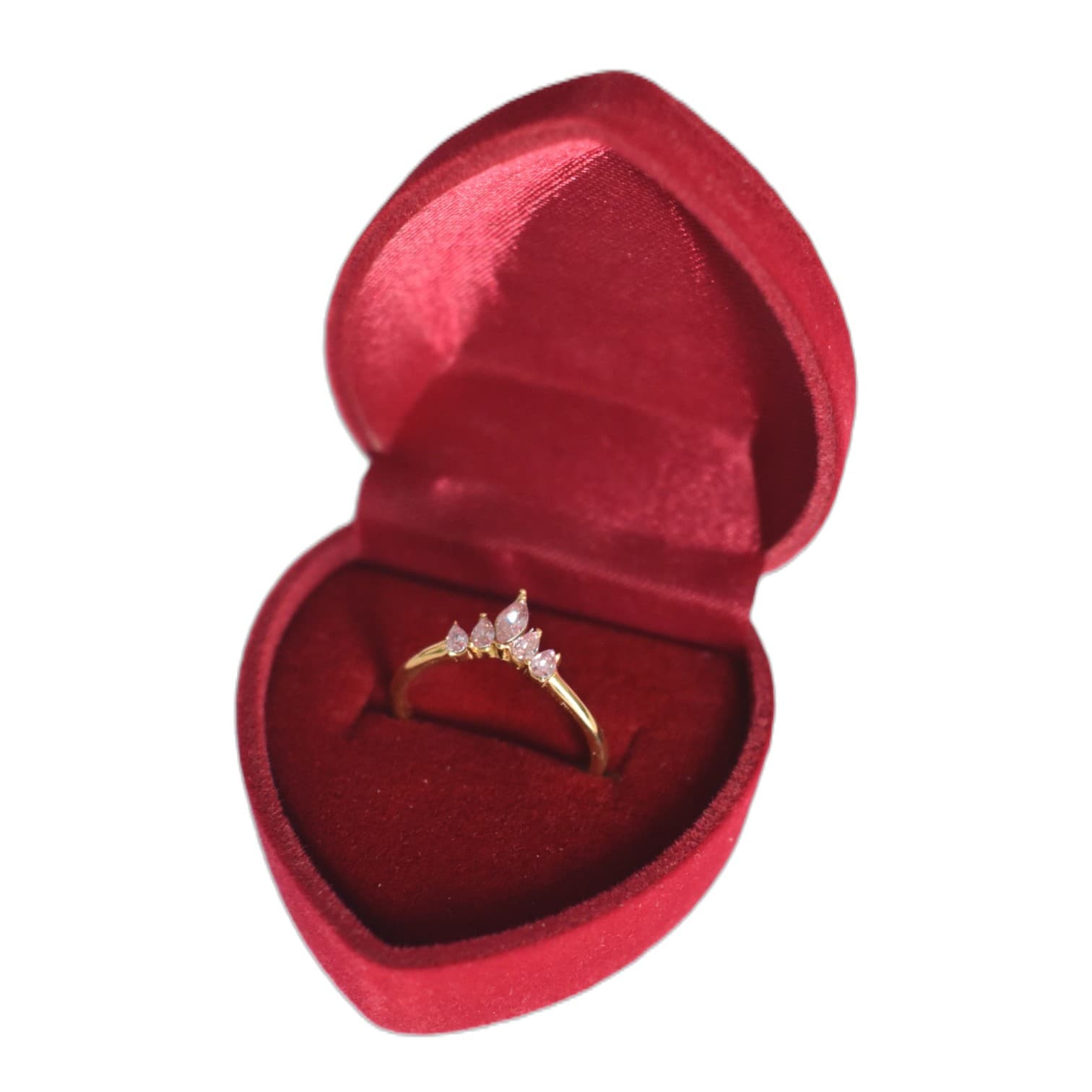 Ringdoosje Hartvorm Velvet Rood