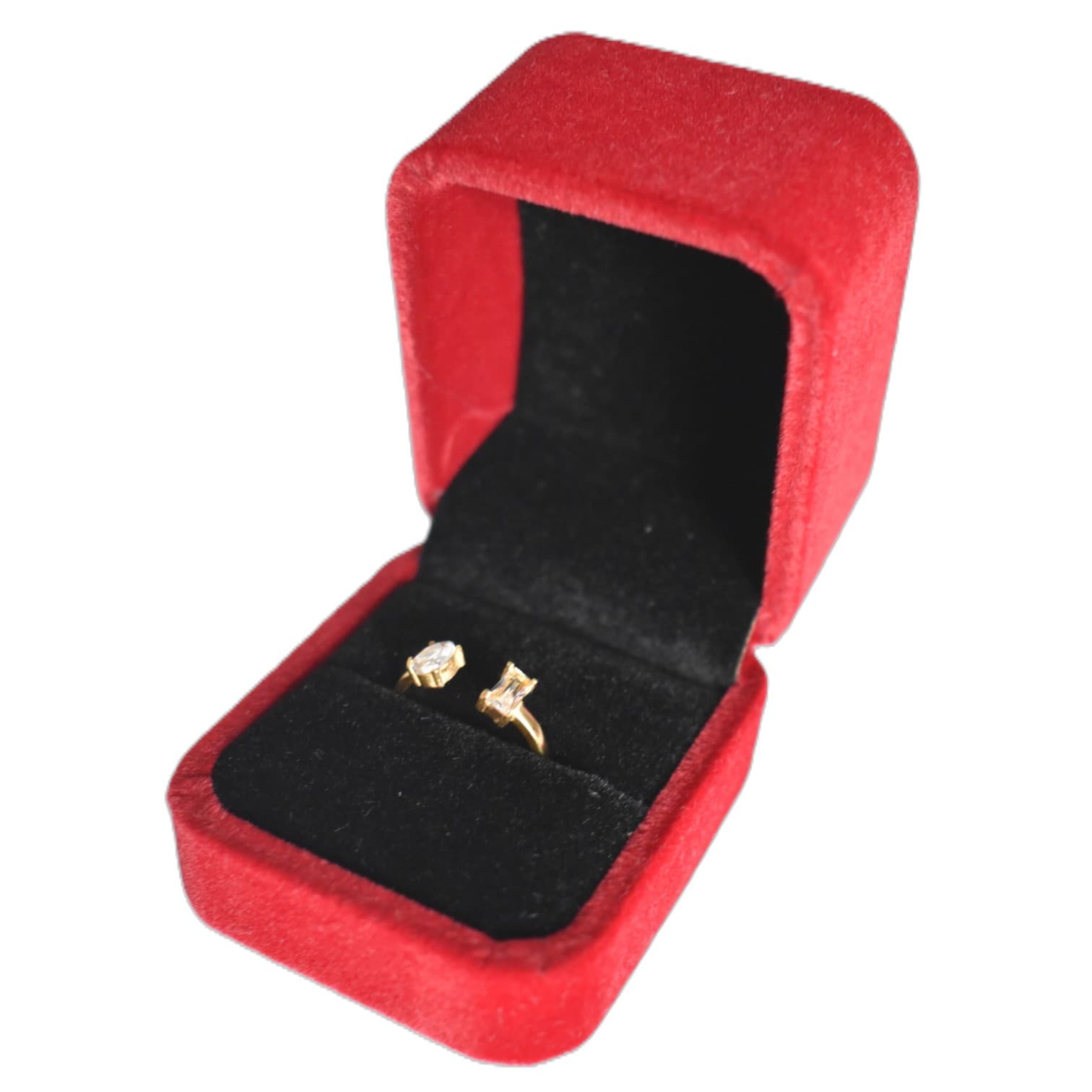 Ringdoosje Vierkant Velvet Rood