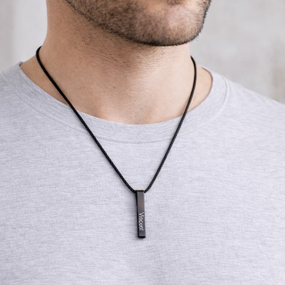 Heren Naam Ketting 3D Staaf — alternatieve afbeelding