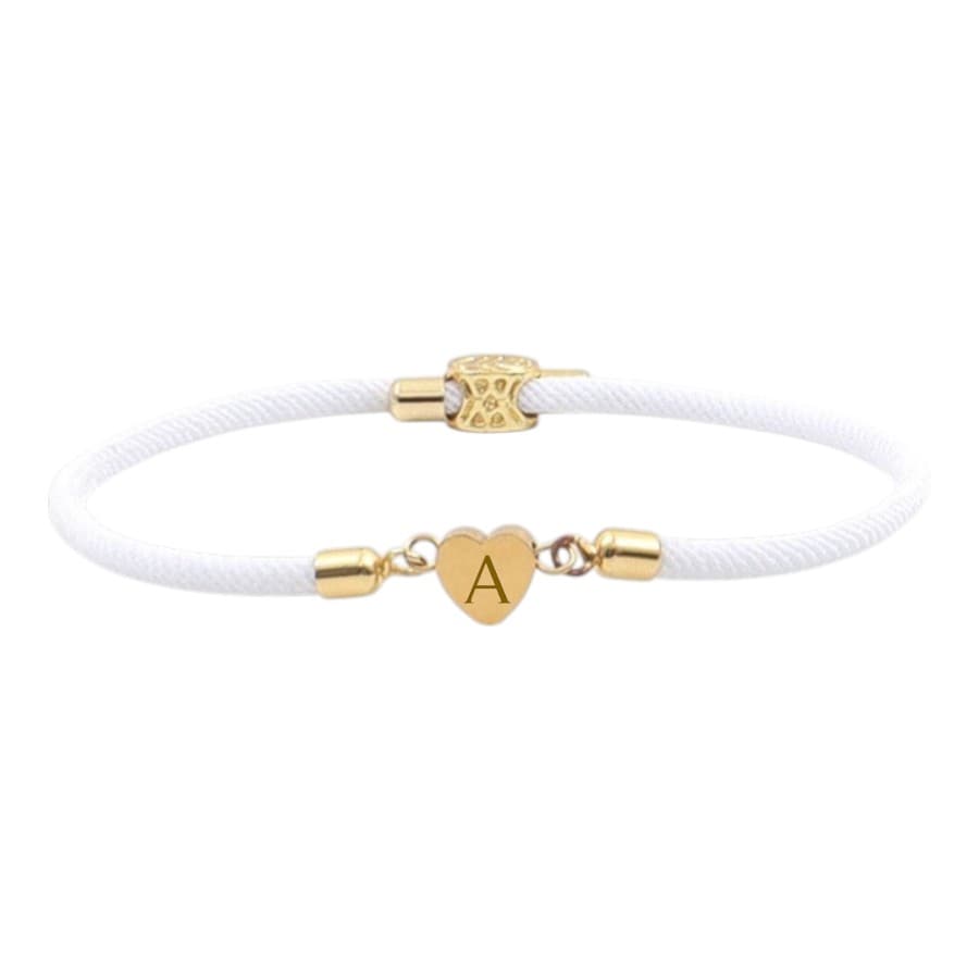 Initiaal Armband met Hartje wit
