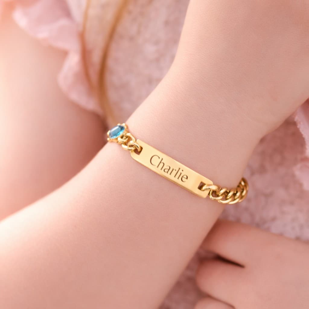 Kinder/Baby Naamarmband met Geboortesteen — alternatieve afbeelding