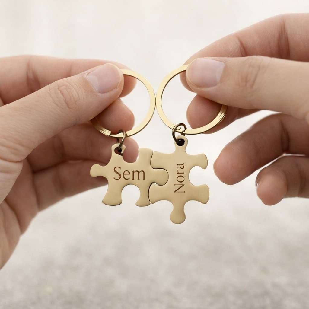 Sleutelhanger Set Puzzelstukjes met Namen — alternatieve afbeelding