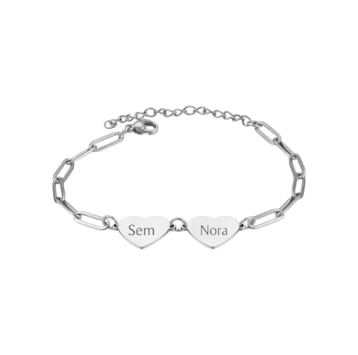 Hart Schakelarmband met 2 Namen